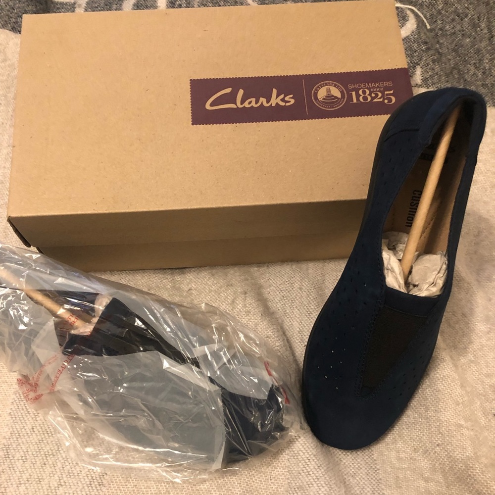 Clarks slip on loafer; Medora Gemma Nubuck style